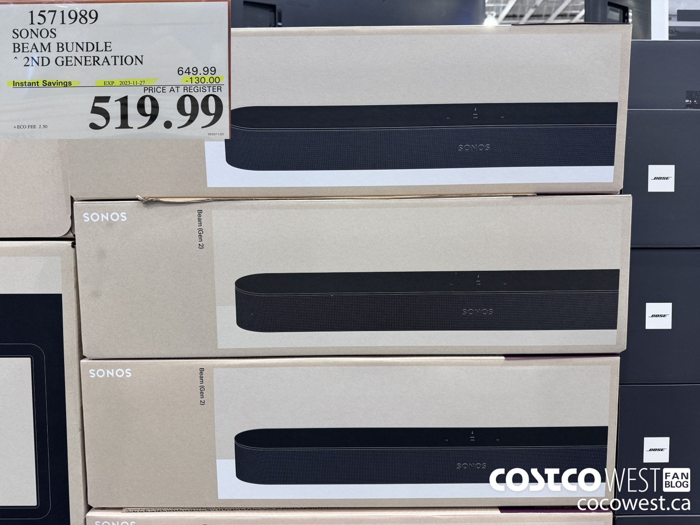 1571989 SONOS BEAM (GEN 2) BUNDLE ($130.00 INSTANT SAVINGS EXPIRES ON 2023-11-27) $519.99