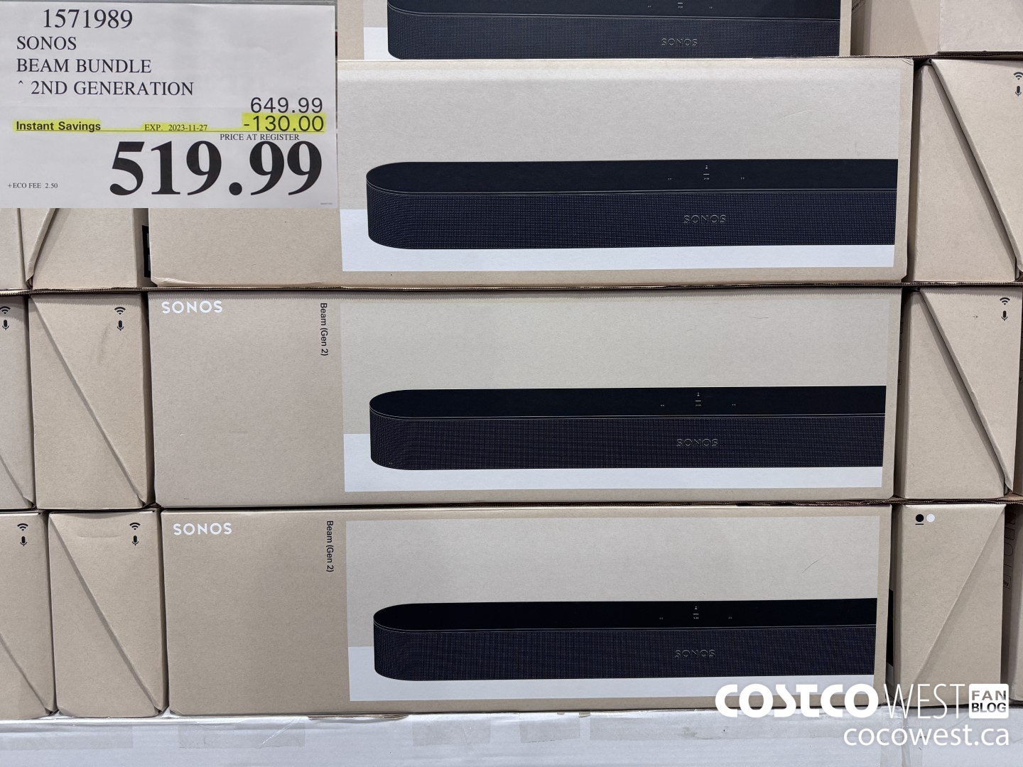 1571989 SONOS BEAM (GEN 2) BUNDLE ($130.00 INSTANT SAVINGS EXPIRES ON 2023-11-27) $519.99