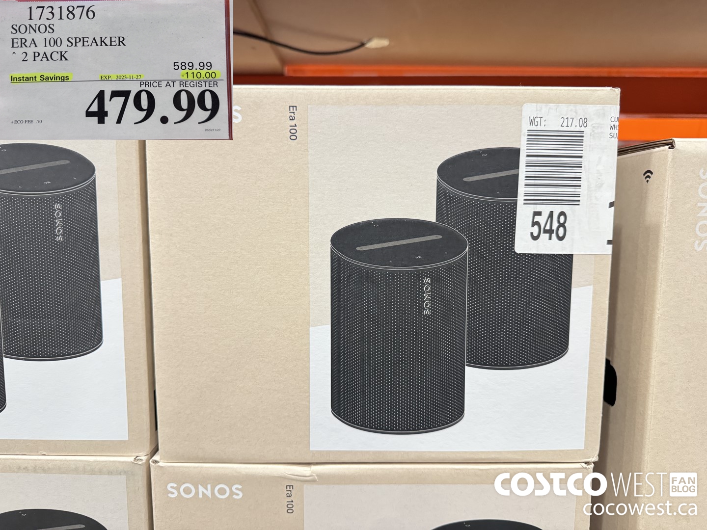 1731876 SONOS ERA 100 SPEAKER 2 PACK ($110.00 INSTANT SAVINGS EXPIRES ON 2023-11-27) $479.99