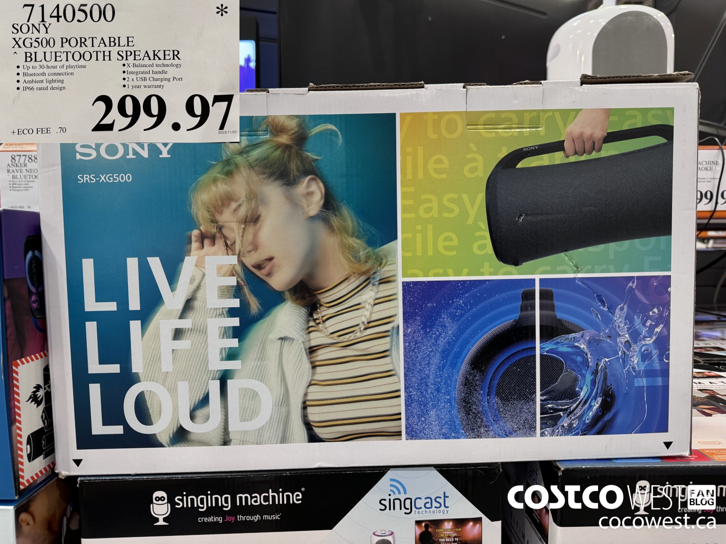 7140500 SONY XG500 PORTABLE BLUETOOTH SPEAKER $299.97