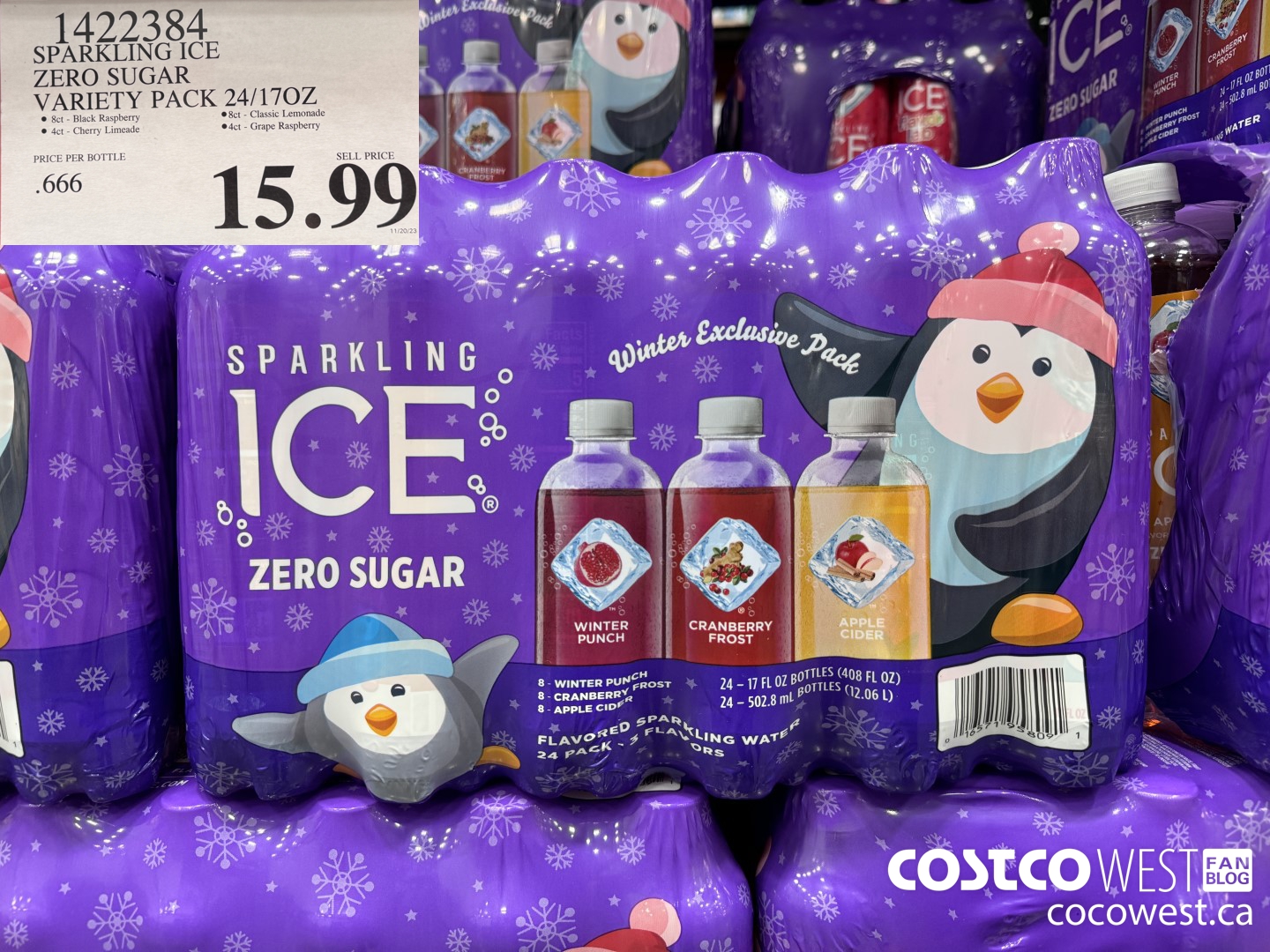1422384 SPARKLING ICE ZERO SUGAR VARIETY PACK 24/17OZ $15.99