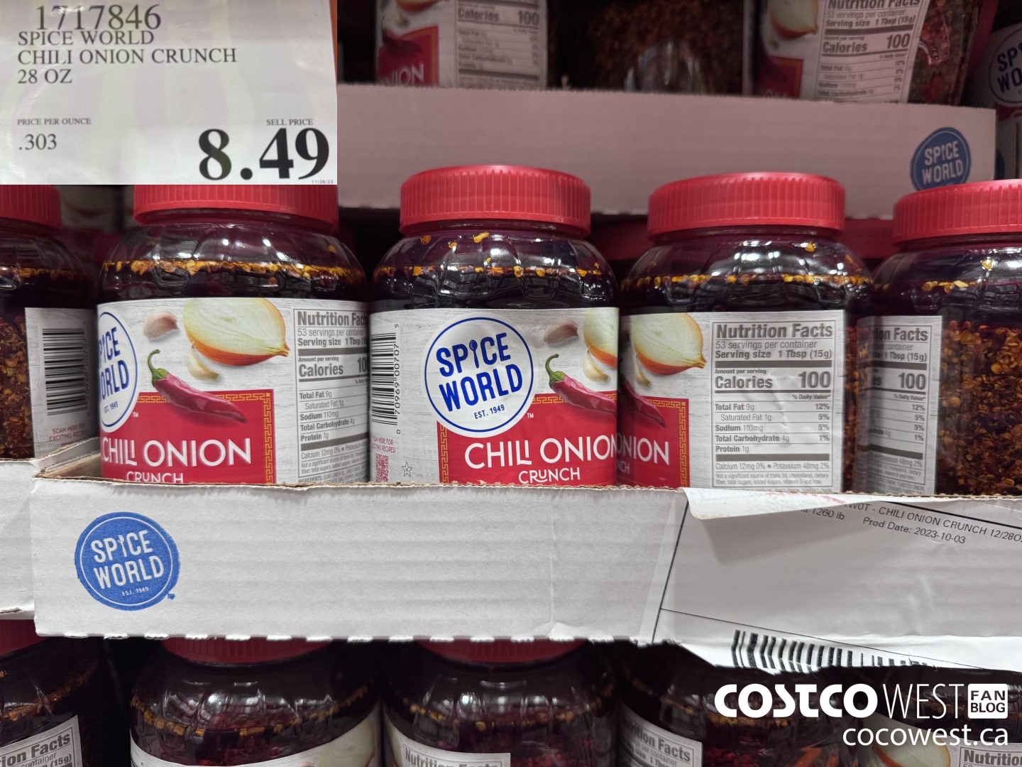 1717846 SPICE WORLD CHILI ONION CRUNCH 28 OZ $8.49