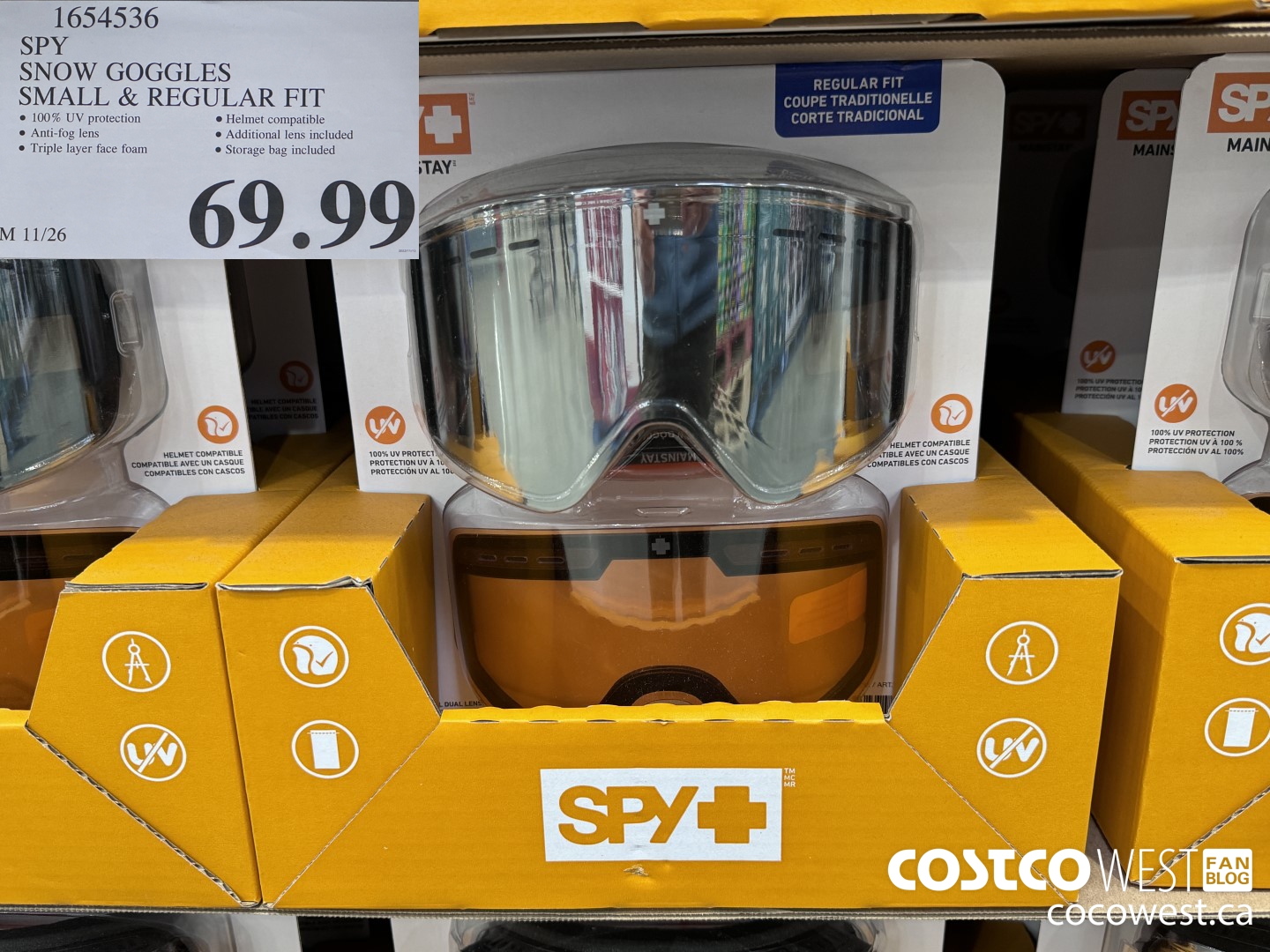 1654536 SPY SNOW GOGGLES SMALL & REGULAR FIT $69.99