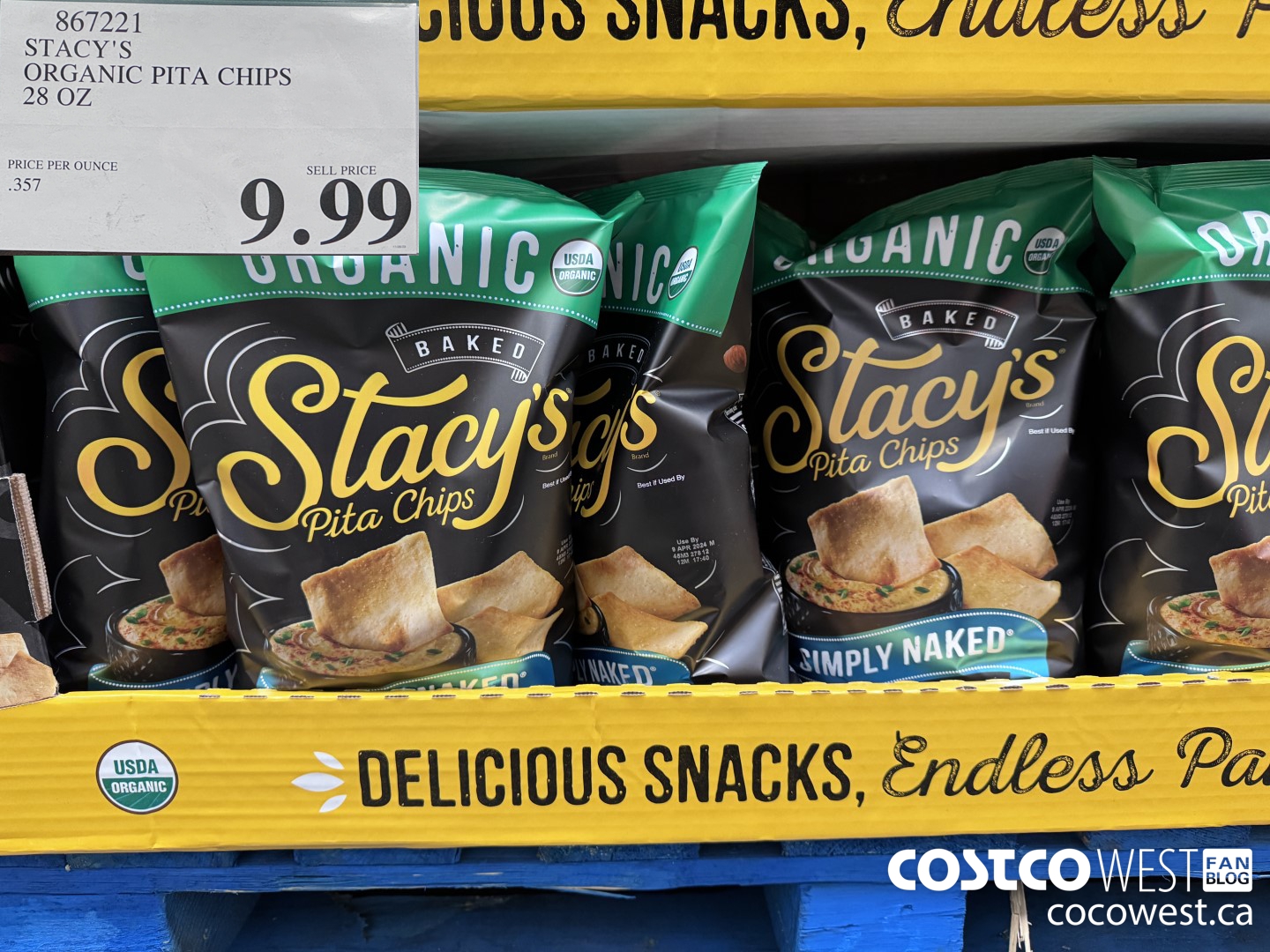 867221 STACY'S ORGANIC PITA CHIPS 28 OZ $9.99