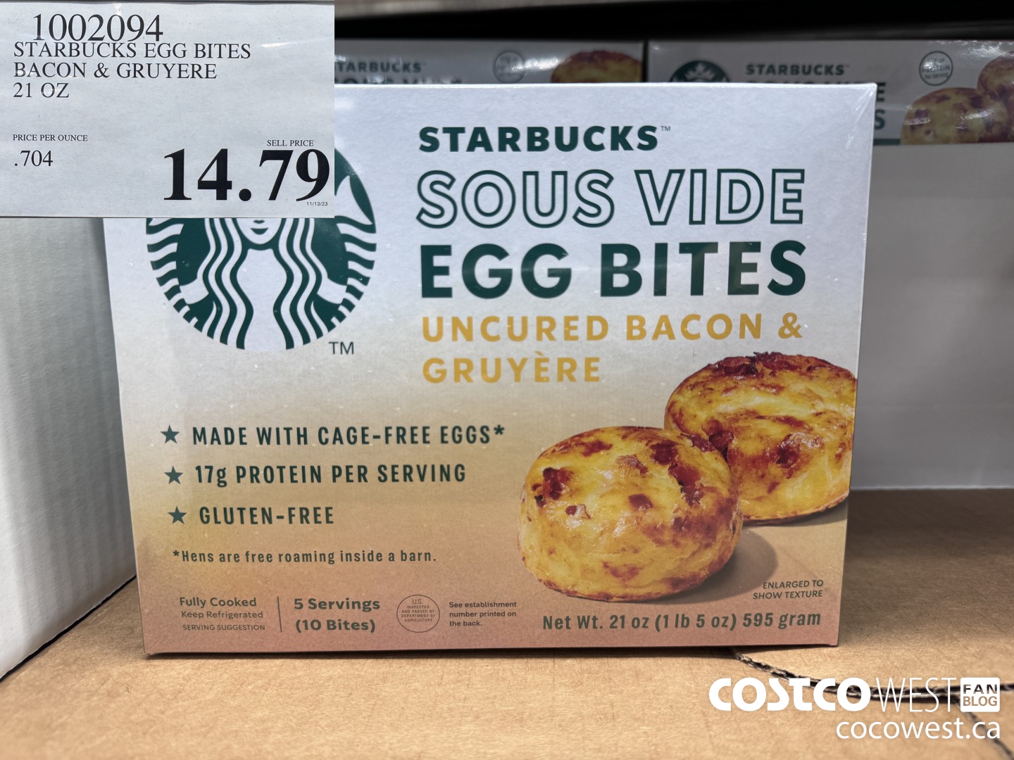 1002094 STARBUCKS EGG BITES BACON & GRUYERE 21 OZ $14.79