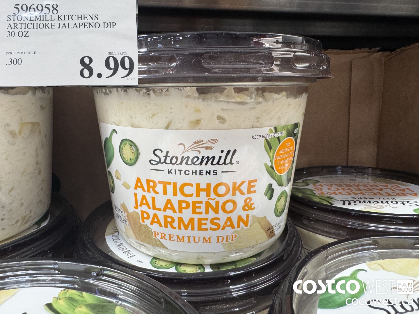 596958 STONEMILL KITCHENS ARTICHOKE JALAPENO DIP 30 OZ $8.99