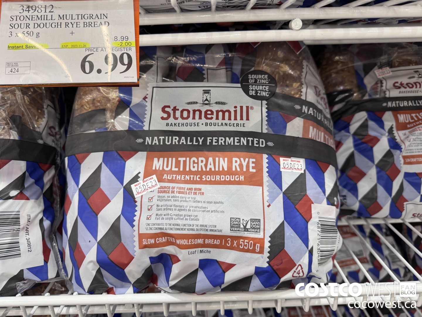 349812 STONEMILL MULTIGRAIN SOUR DOUGH RYE BREAD 3 x 550 g ($2.00 INSTANT SAVINGS EXPIRES ON 2023-11-26) $6.99