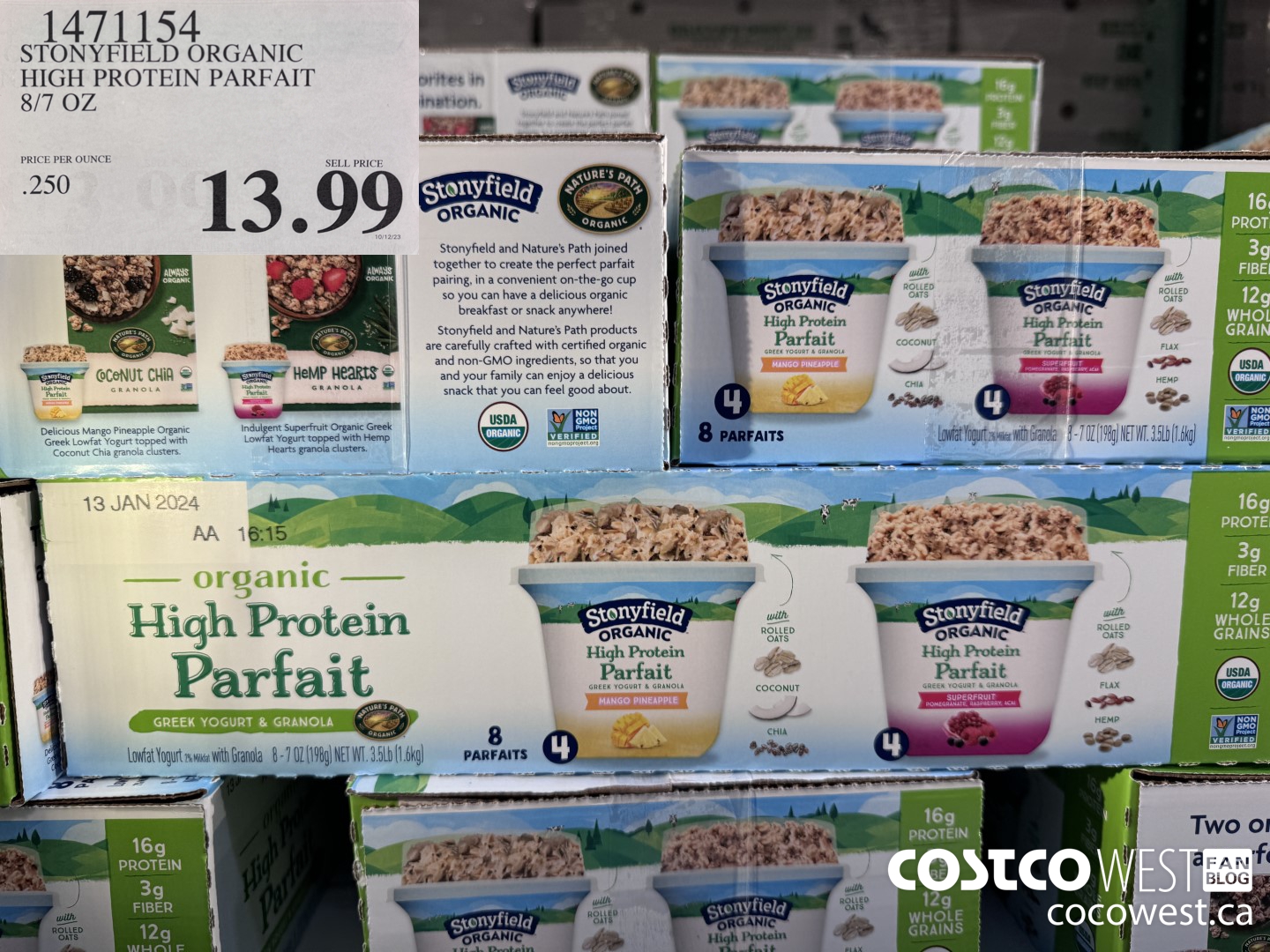 1471154 STONYFIELD ORGANIC HIGH PROTEIN PARFAIT 8/7 OZ $13.99