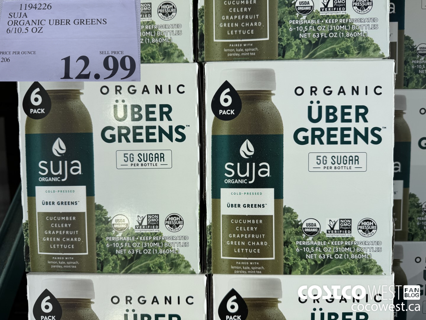 1194226 SUJA ORGANIC UBER GREENS 6/10.5 OZ $12.99