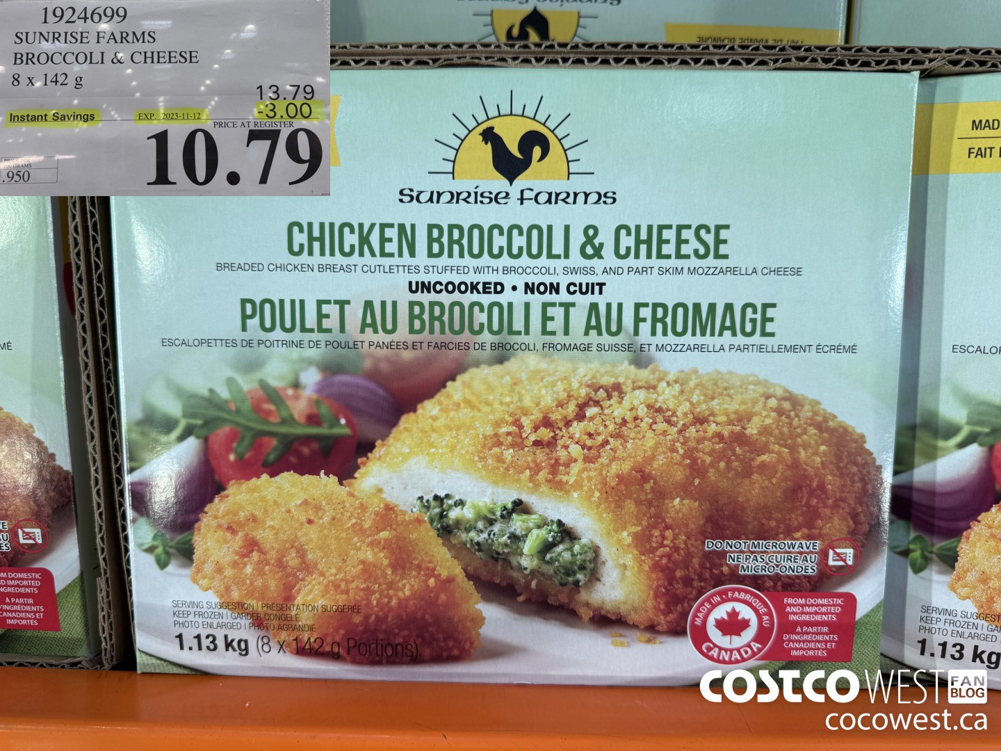 1924699 SUNRISE FARMS BROCCOLI & CHEESE 8 X 142 G ($3.00 INSTANT SAVINGS EXPIRES ON 2023-11-12) $10.79