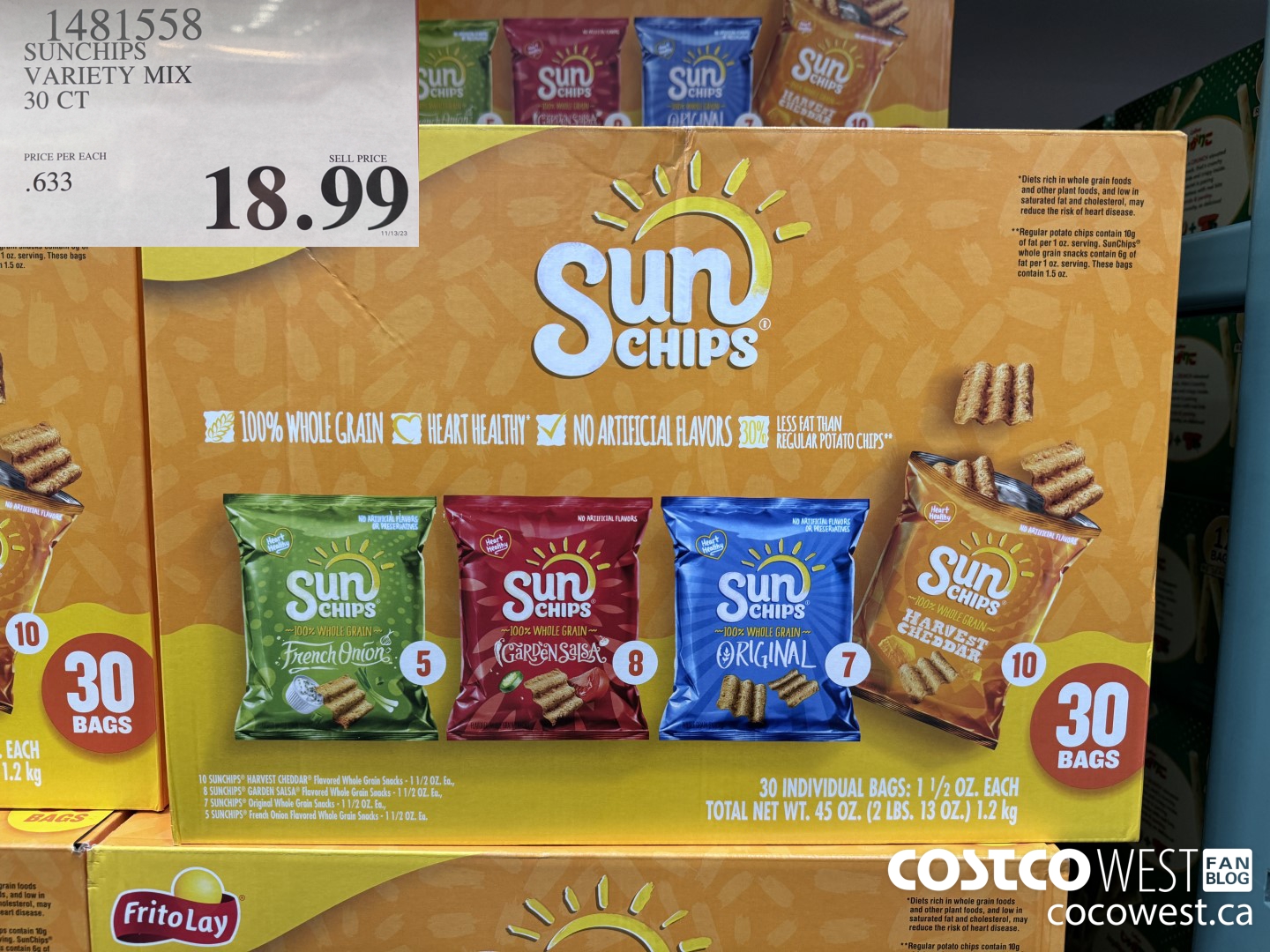 1481558 SUN CHIPS VARIETY 30 CT $18.99