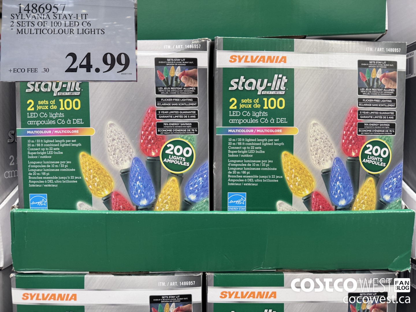 1486957 SYLVANIA STAY-LIT 2 SETS OF 100 LED C6 MULTICOLOUR LIGHTS  $24.99