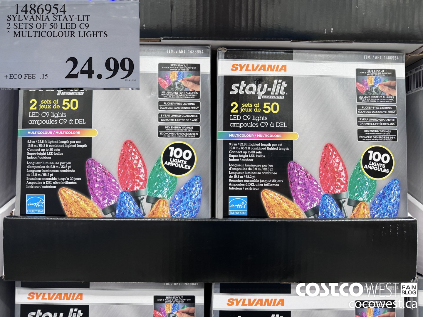 1486954 SYLVANIA STAY-LIT 2 SETS OF 50 LED C9 MULTICOLOURED LIGHTS $24.99