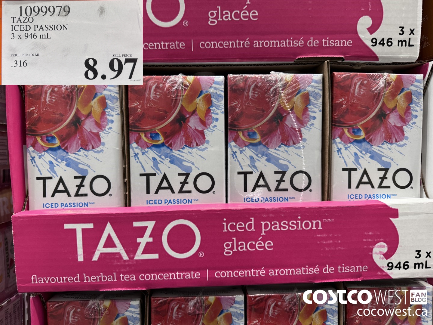 1099979 TAZO ICED PASSION 3 x 946 mL $8.97