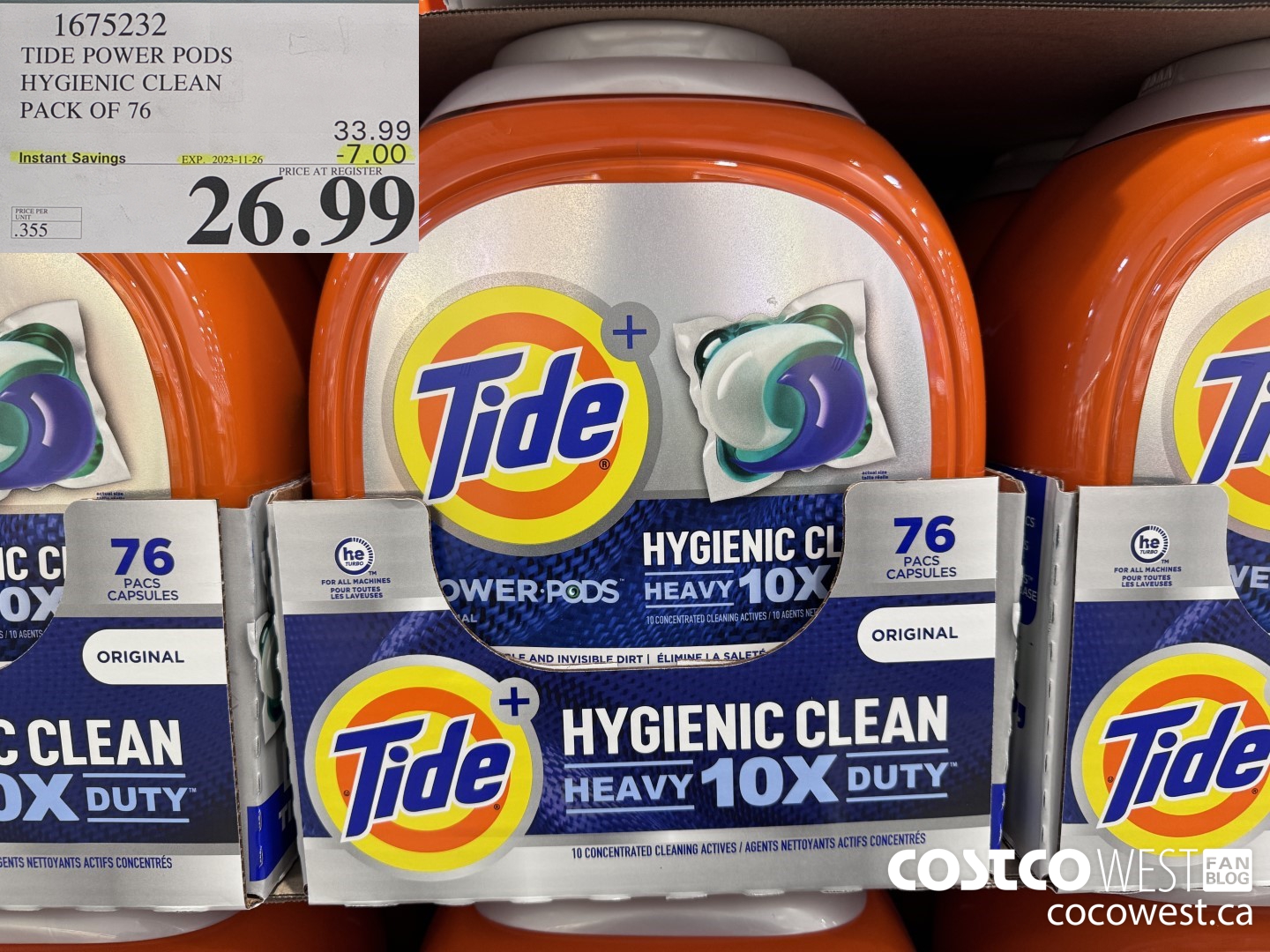 1675232 TIDE POWER PODS HYGIENIC CLEAN PACK OF 76 ($7.00 INSTANT SAVINGS EXPIRES ON 2023-11-26) $26.99