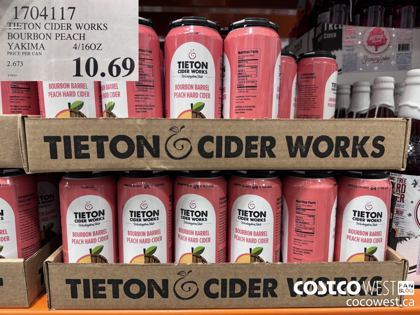 1704117 TIETON CIDER WORKS BOURBON PEACH YAKIMA 4/16OZ $10.69