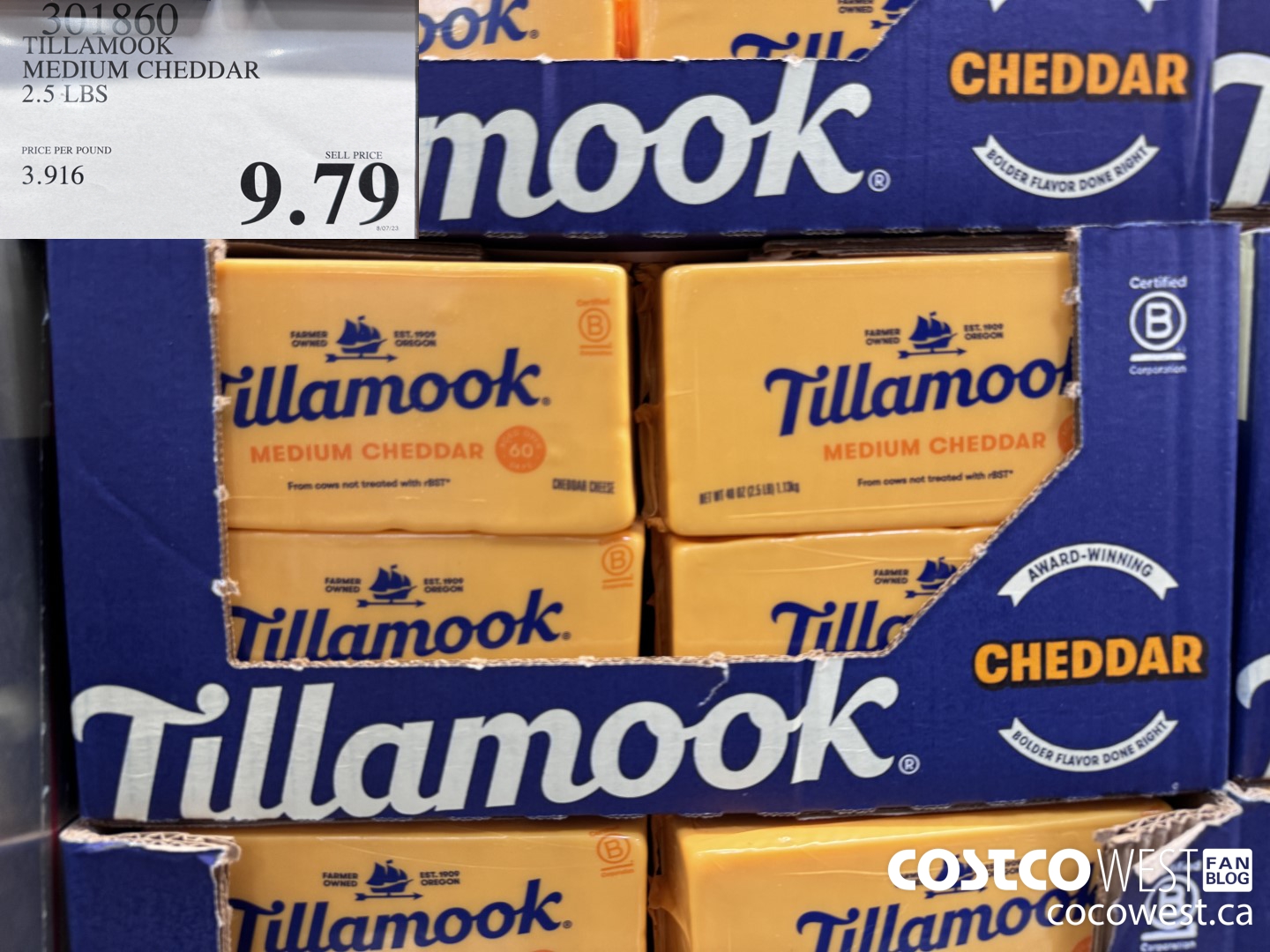 301860 TILLAMOOK MEDIUM CHEDDAR 2.5 LBS  $9.79