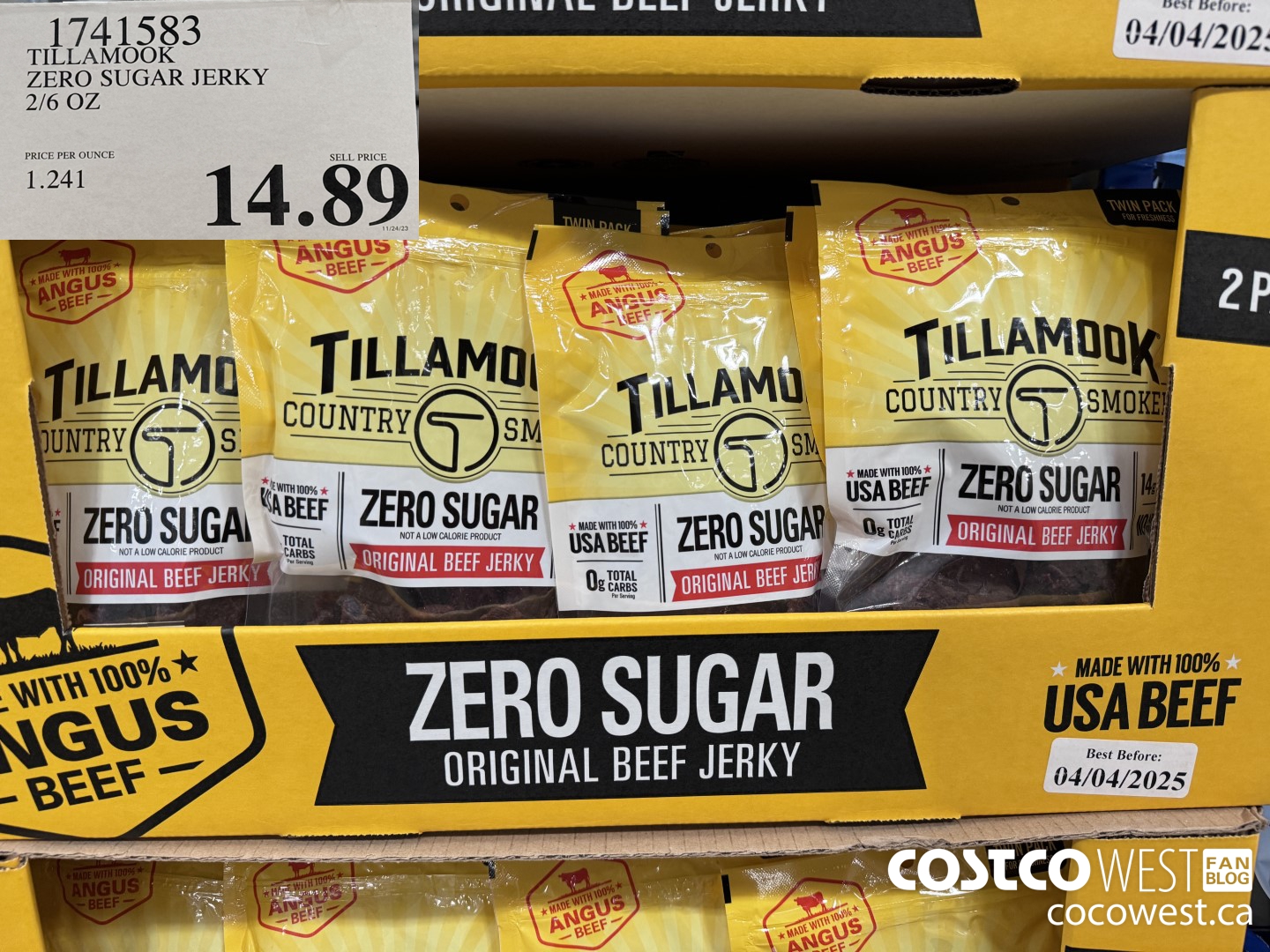 1741583 TILLAMOOK ZERO SUGAR JERKY 2/6 OZ $14.89