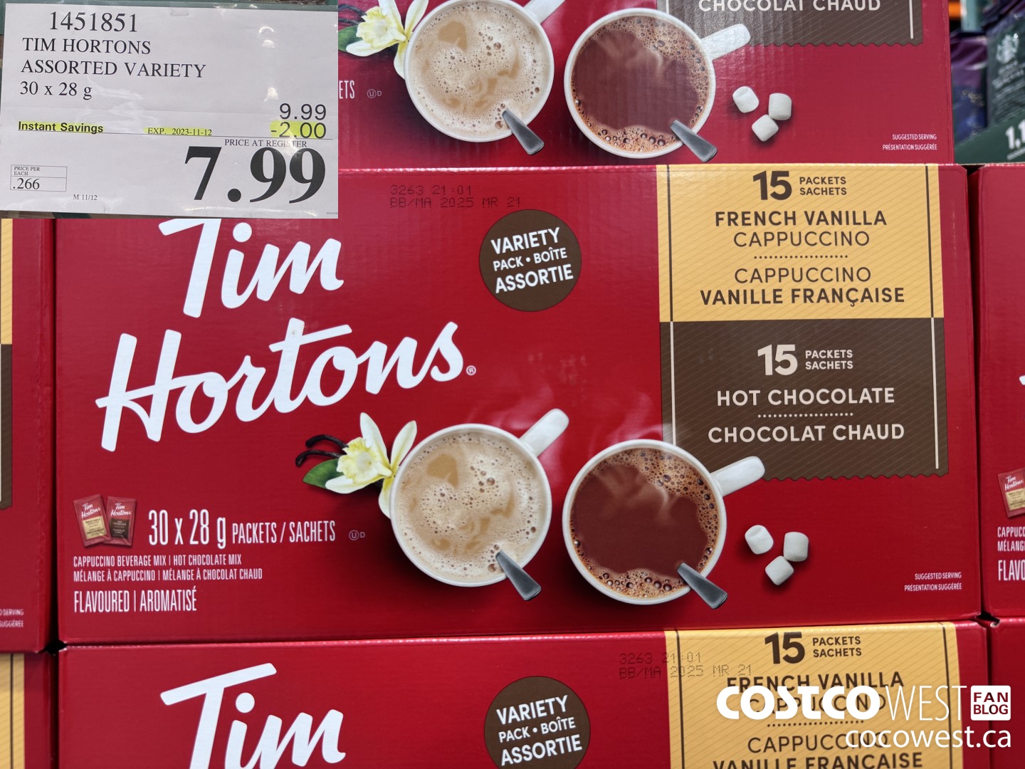 1451851 TIM HORTONS ASSORTED VARIETY 30 X 28 G ($2.00 INSTANT SAVINGS EXPIRES ON 2023-11-12) $7.99