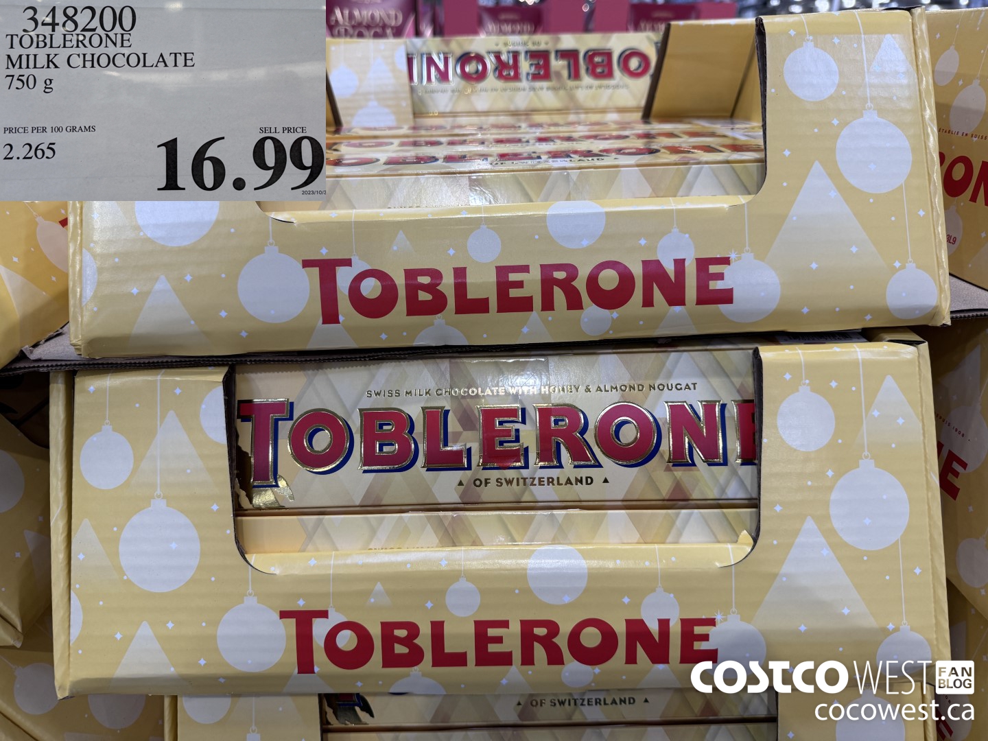 348200 TOBLERONE MILK CHOCOLATE 750 G $16.99