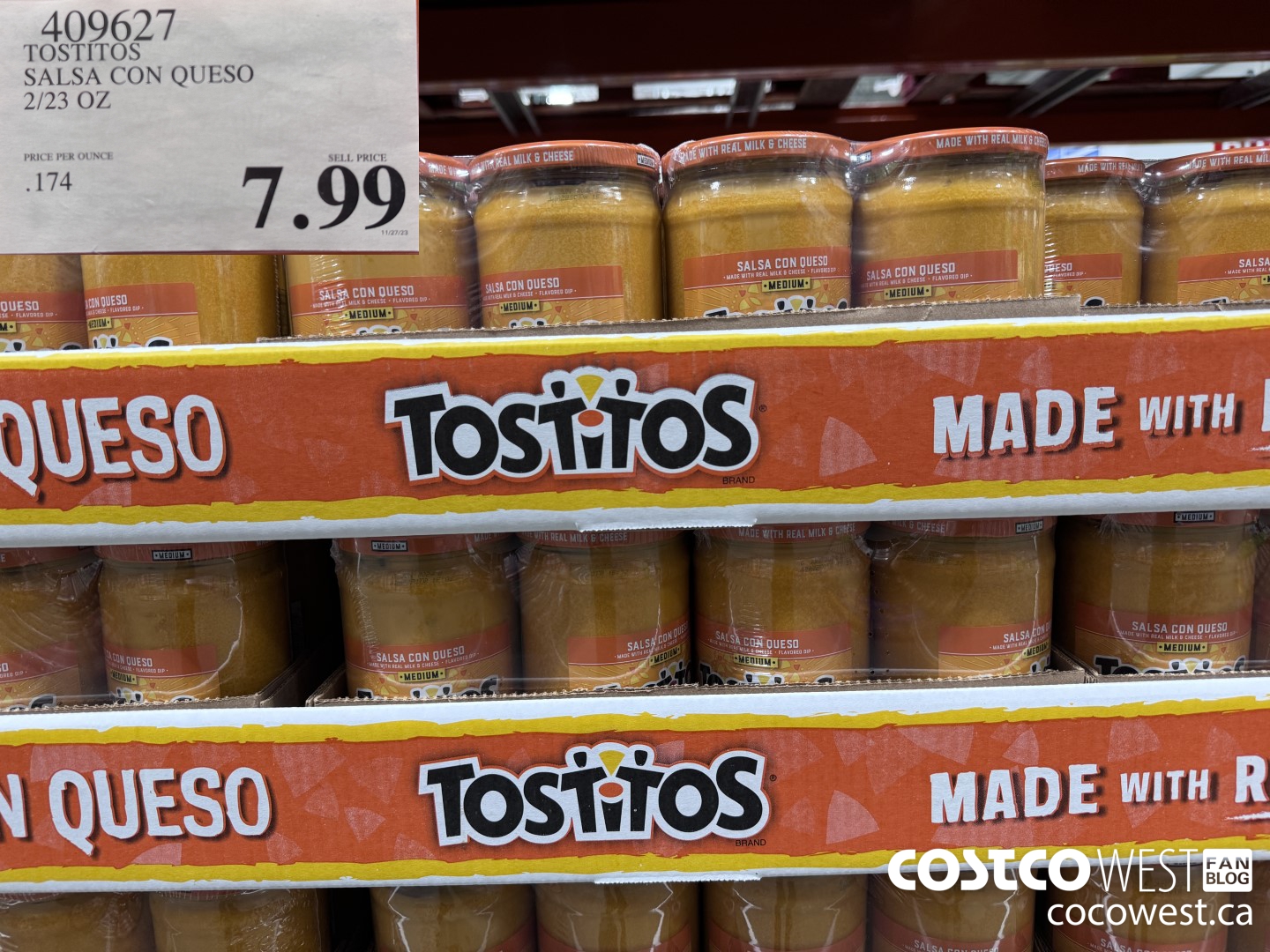 409627 TOSTITOS SALSA CON QUESO 2/23 OZ $7.99