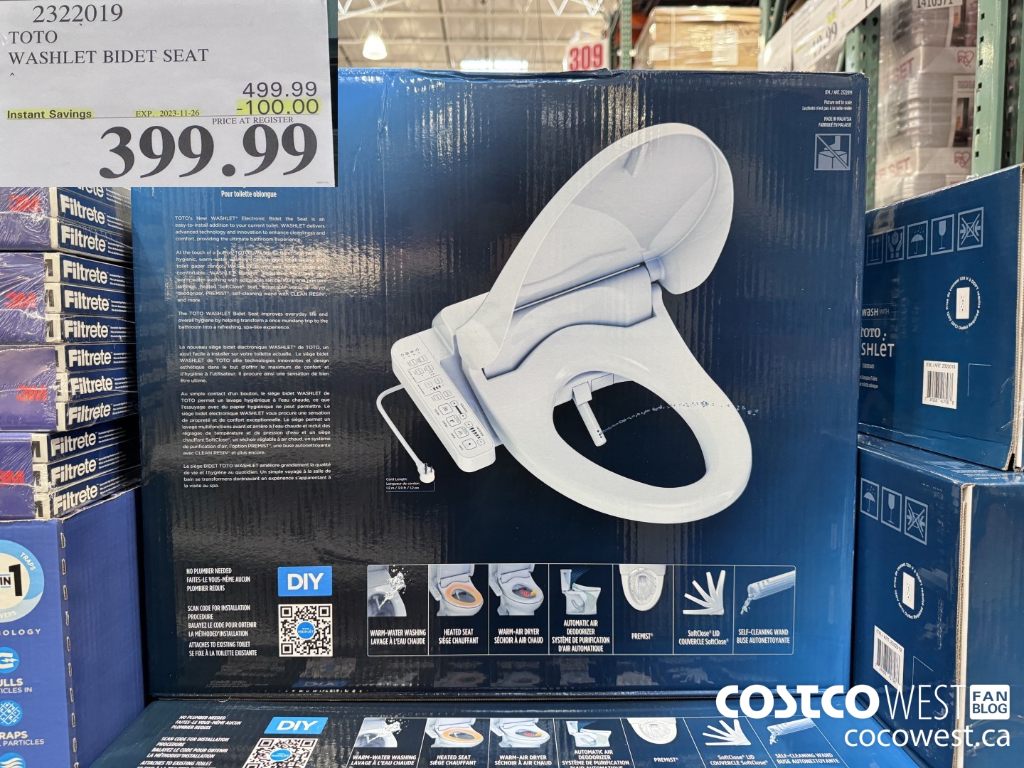 2322019 TOTO WASHLET ELONGATED BIDET TOILET SEAT ($100.00 INSTANT SAVINGS EXPIRES ON 2023-11-26) $399.99