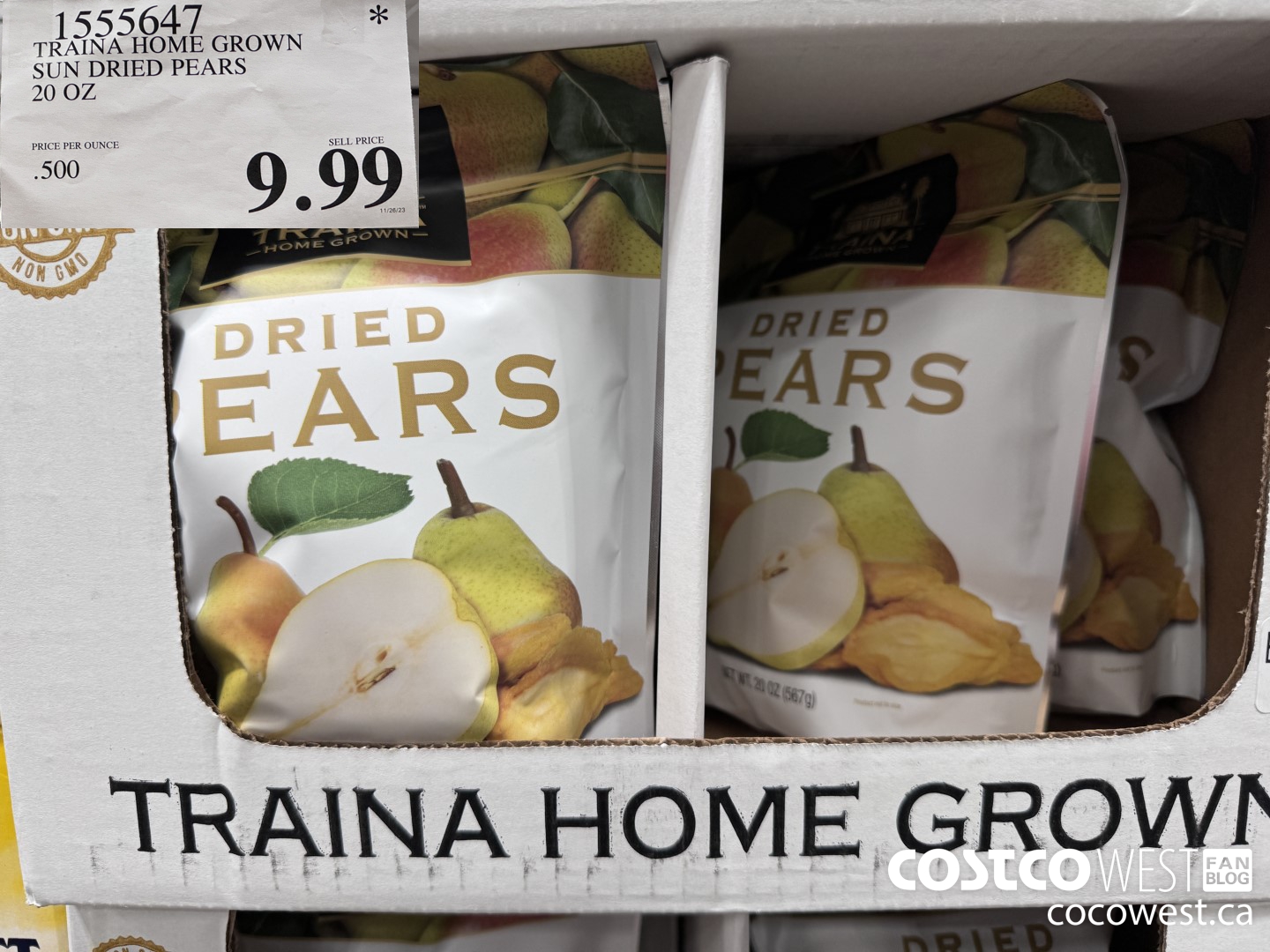 1555647 TRAINA HOME GROWN SUN DRIED PEARS 20 OZ $9.99