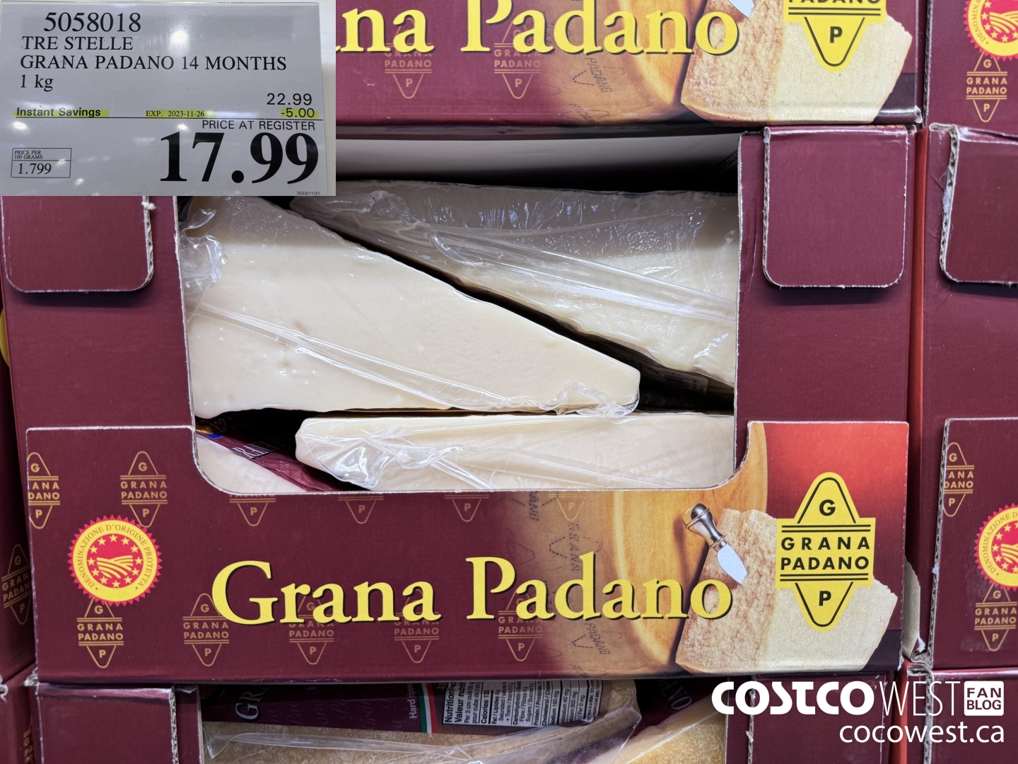 5058018 TRE STELLE GRANA PADANO 14 MONTHS 1KG ($5.00 INSTANT SAVINGS EXPIRES ON 2023-11-26) $17.99