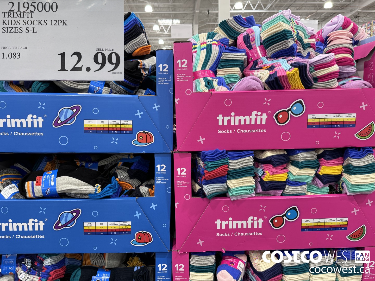 2195000 TRIMFIT KIDS SOCKS 12PK SIZE S-L $12.99