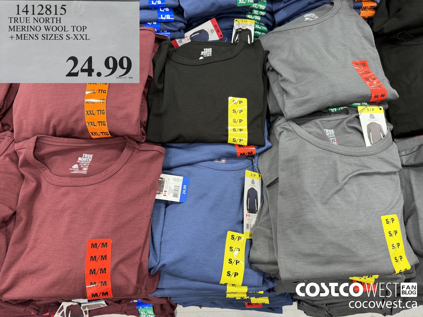 1412815 TRUE NORTH MERINO WOOL TOP MENS SIZES S-XXL $24.99