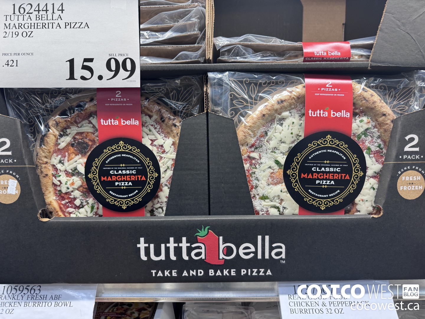 1624414 TUTTA BELLA MARGHERITA PIZZA 2/19 OZ $15.99