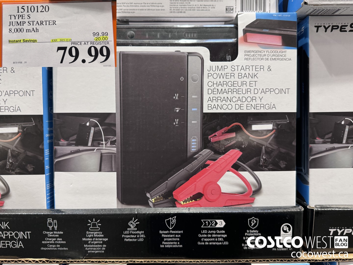 1510120 TYPE S JUMP STARTER 8,000 MAH ($20.00 INSTANT SAVINGS EXPIRES ON 2023-12-03) $79.99