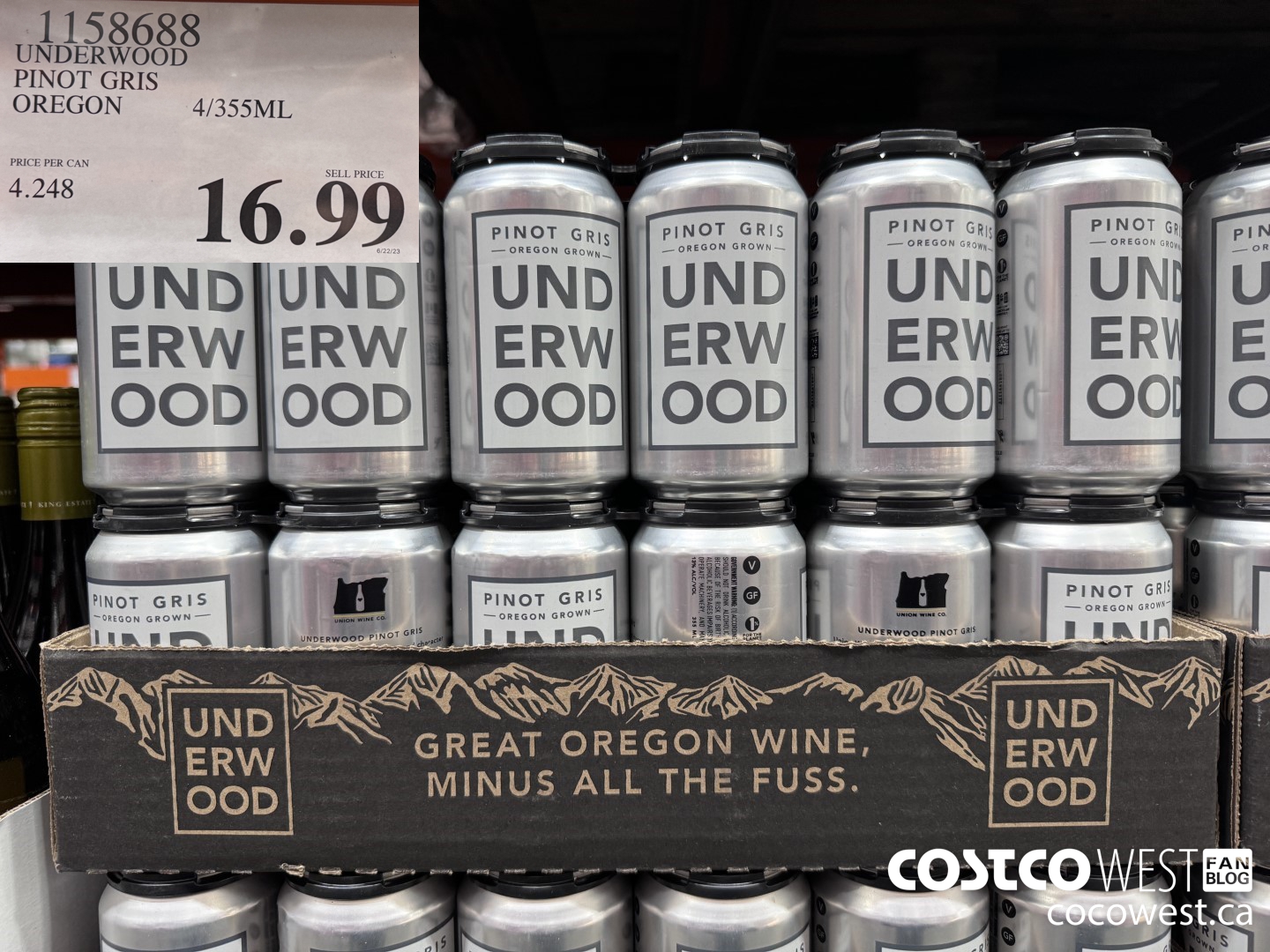 1158688 UNDERWOOD PINOT GRIS OREGON 4/355ML $16.99