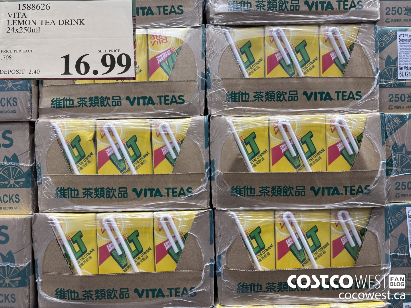 1588626 VITA LEMON TEA DRINK 24 X 250ML $16.99