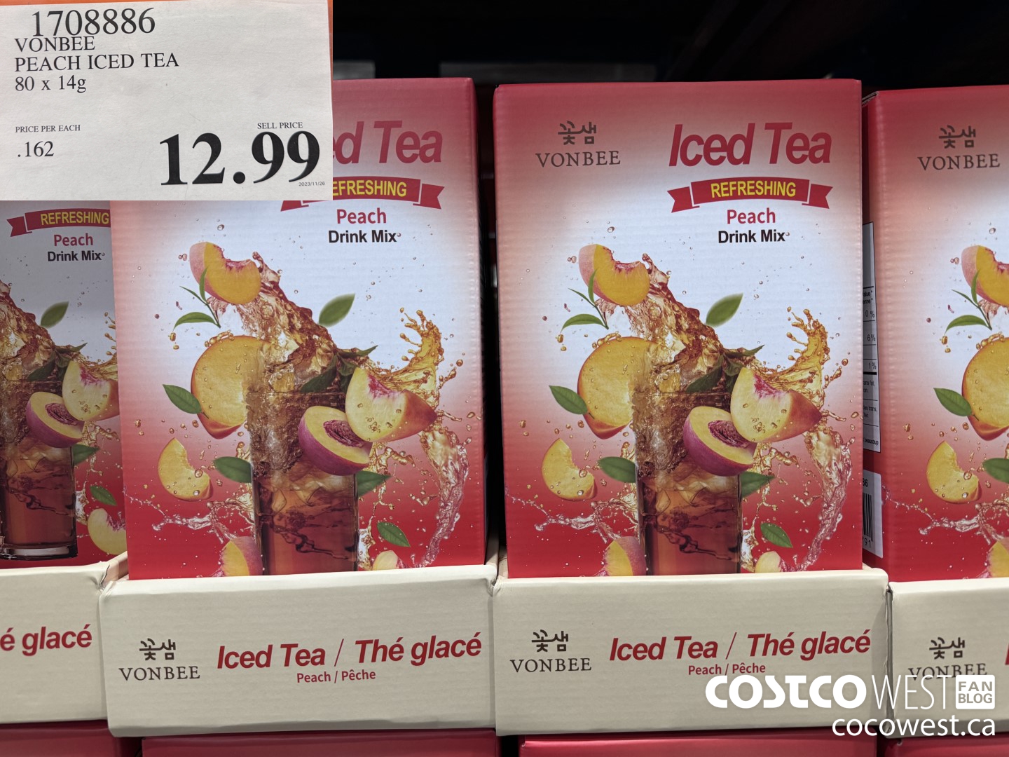 1708886 VONBEE PEACH ICED TEA 80 X 14G $12.99