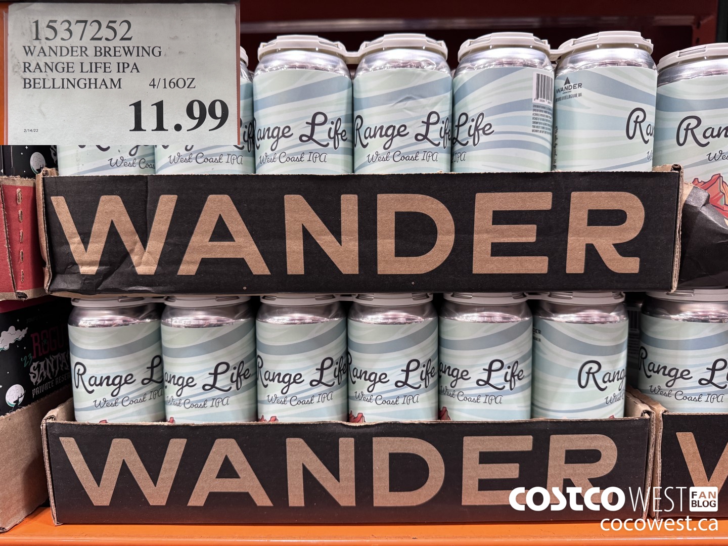 1537252 WANDER BREWING RANGE LIFE IPA BELLINGHAM 4/16OZ  $11.99