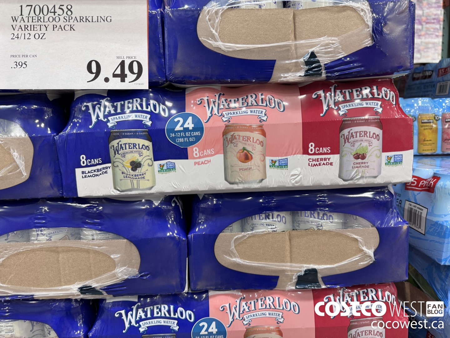 1700458 WATERLOO SPARKLING VARIETY PACK 24/12 OZ $9.49