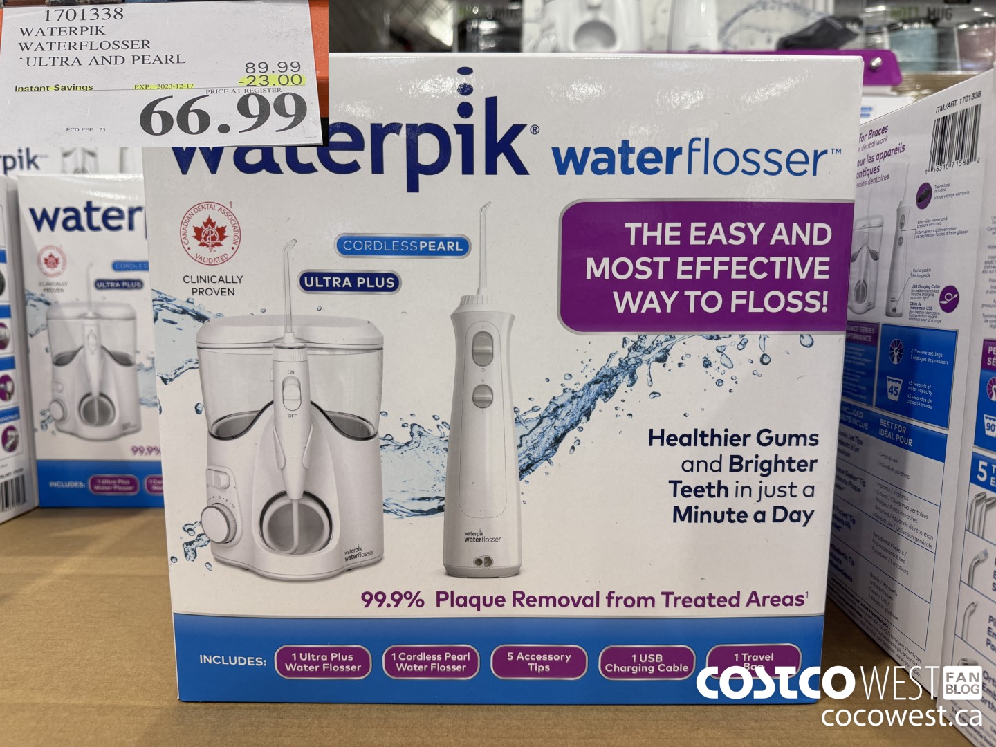 1701338 WATERPIK WATERFLOSSER ULTRA AND PEARL ($23.00 INSTANT SAVINGS EXPIRES ON 2023-12-17) $66.99
