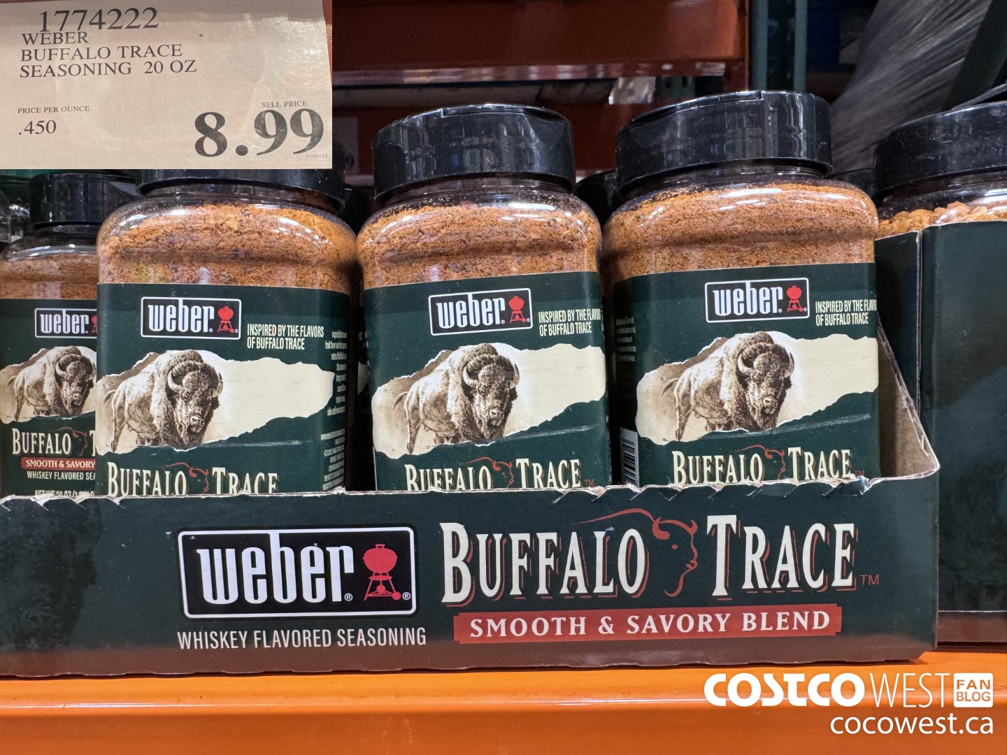 1774222 WEBER BUFFALO TRACE SEASONING 20 OZ $8.99