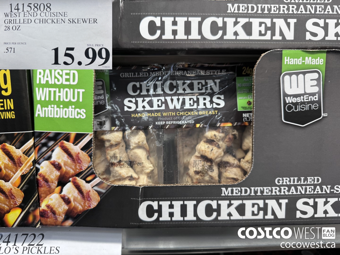 1415808 WEST END GRILLED CHICKEN SKEWER 28 OZ $15.99