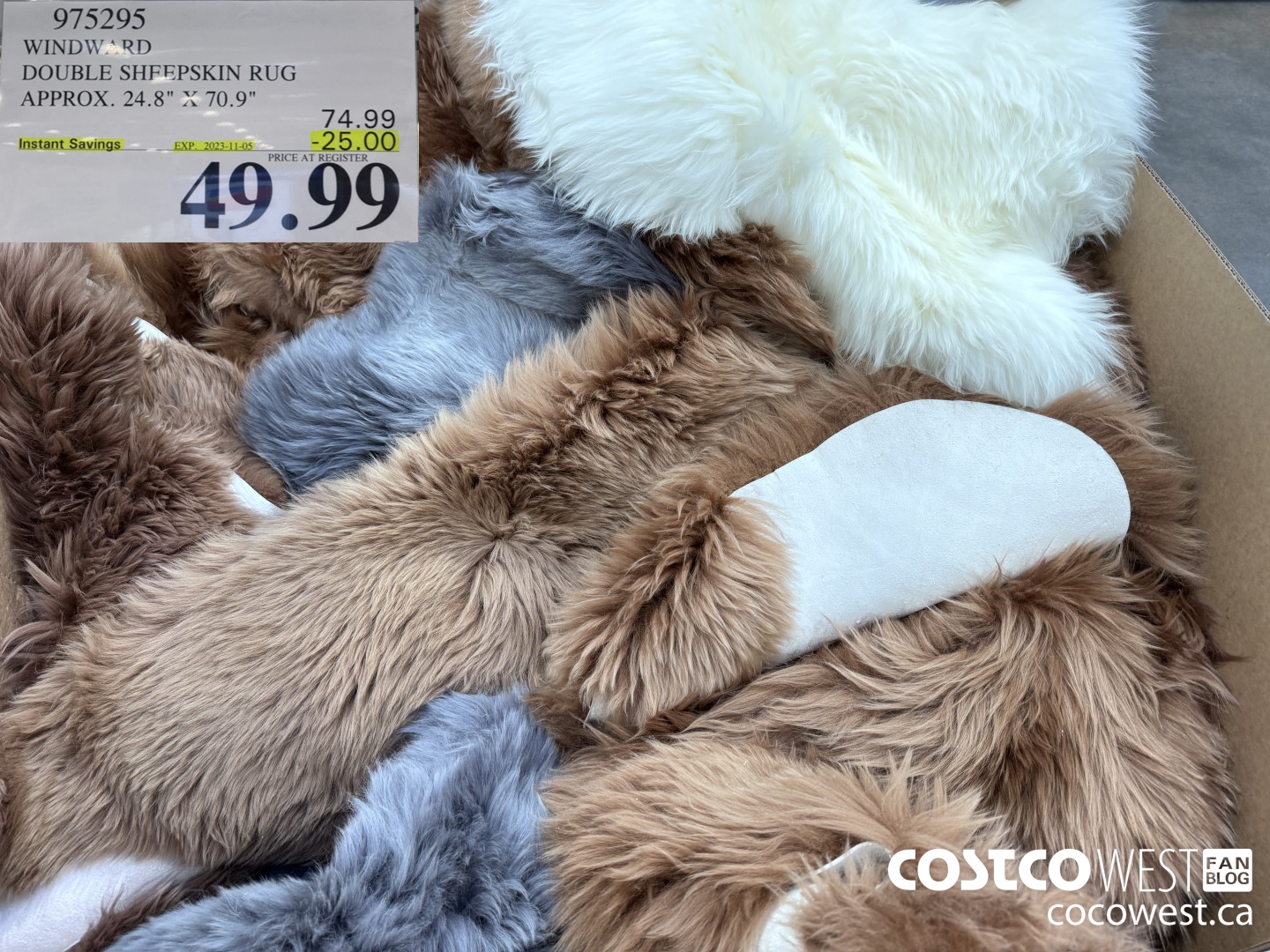 975295 WINDWARD DOUBLE SHEEPSKIN RUG APPROX. 24