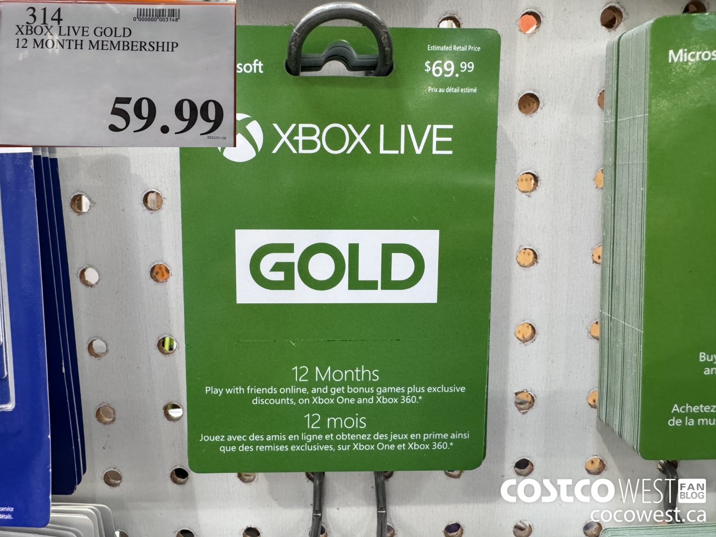 314 XBOX LIVE GOLD 12 MONTH MEMBERSHIP $59.99