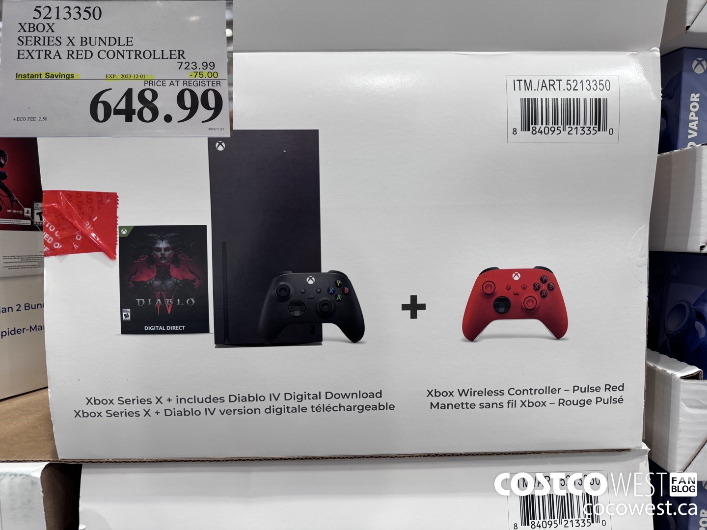 5213350 XBOX SERIES X CONSOLE EXTRA RED CONTROLLER ($75.00 INSTANT SAVINGS EXPIRES ON 2023-12-01) $648.99