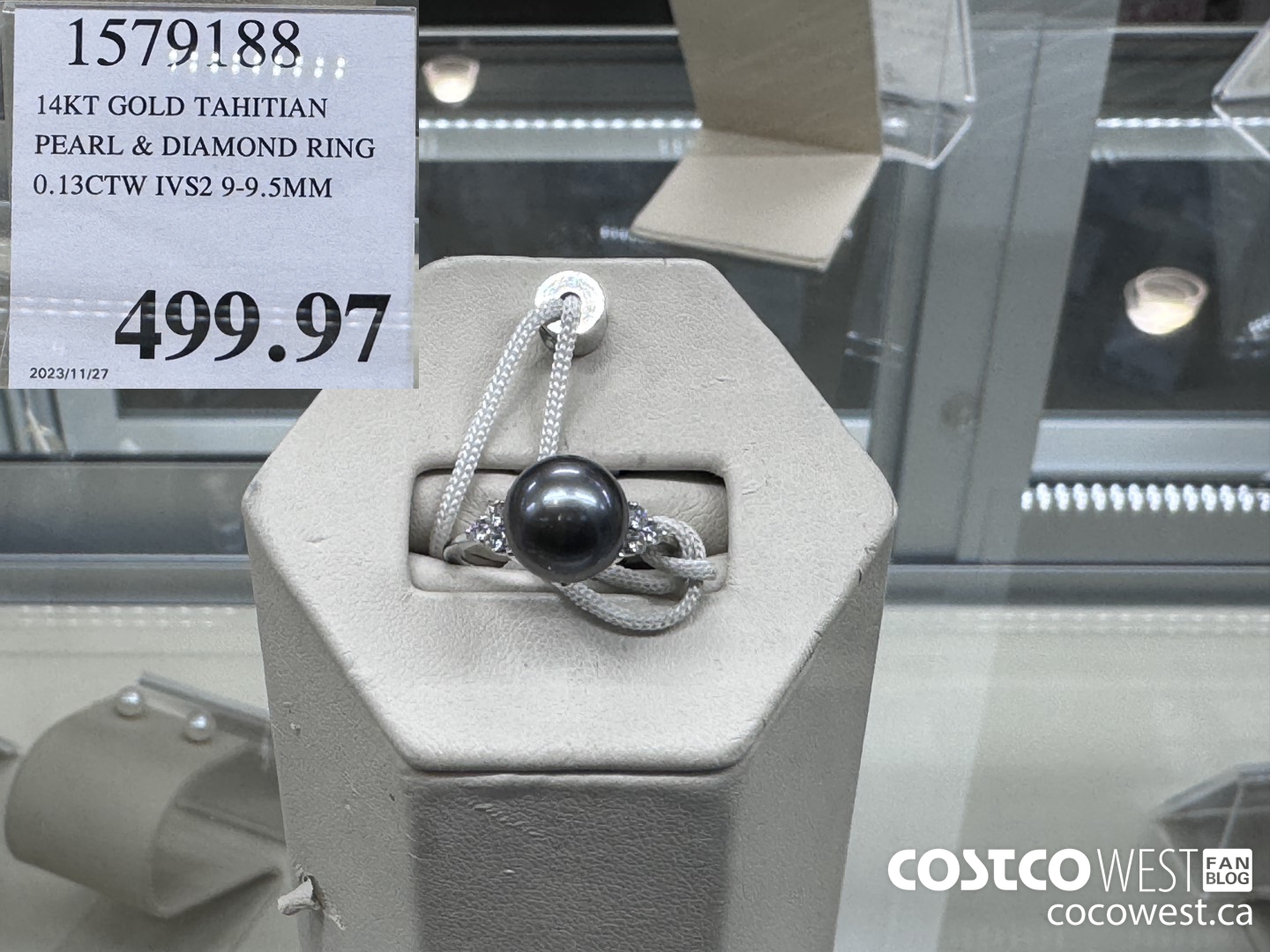 1579188 14KT GOLD TAHITIAN PEARL & DIAMOND RING 0.13CTW IVS2 9-9.5MM $499.97