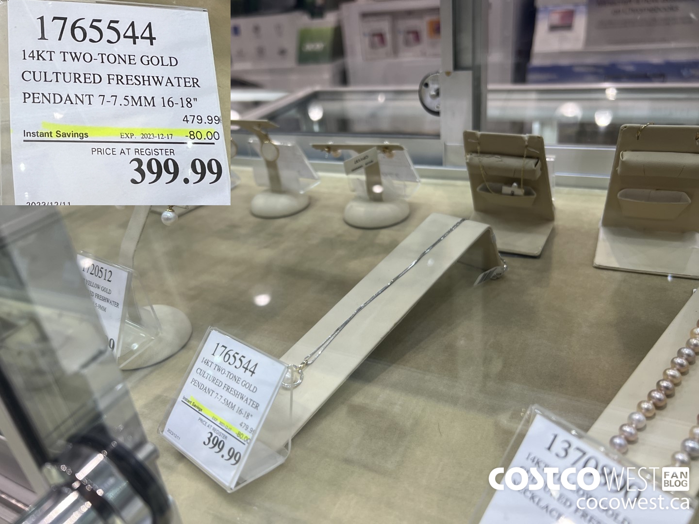 1765544 14KT TWO-TONE GOLD CULTURED FRESHWATER PENDANT 7-7.5MM 16-18