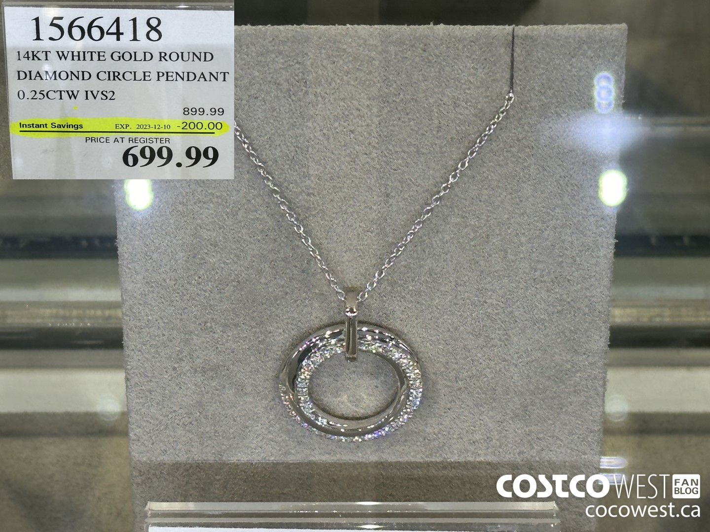 1566418 14KT WHITE GOLD ROUND DIAMOND CIRCLE PENDANT 0.25CTW IVS2 ($200.00 INSTANT SAVINGS EXPIRES ON 2023-12-10) $699.99