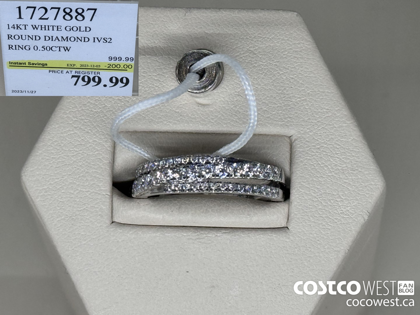 1727887 14KT WHITE GOLD ROUND DIAMOND IVS2 RING 0.50CTW ($200.00 INSTANT SAVINGS EXPIRES ON 2023-12-03) $799.99