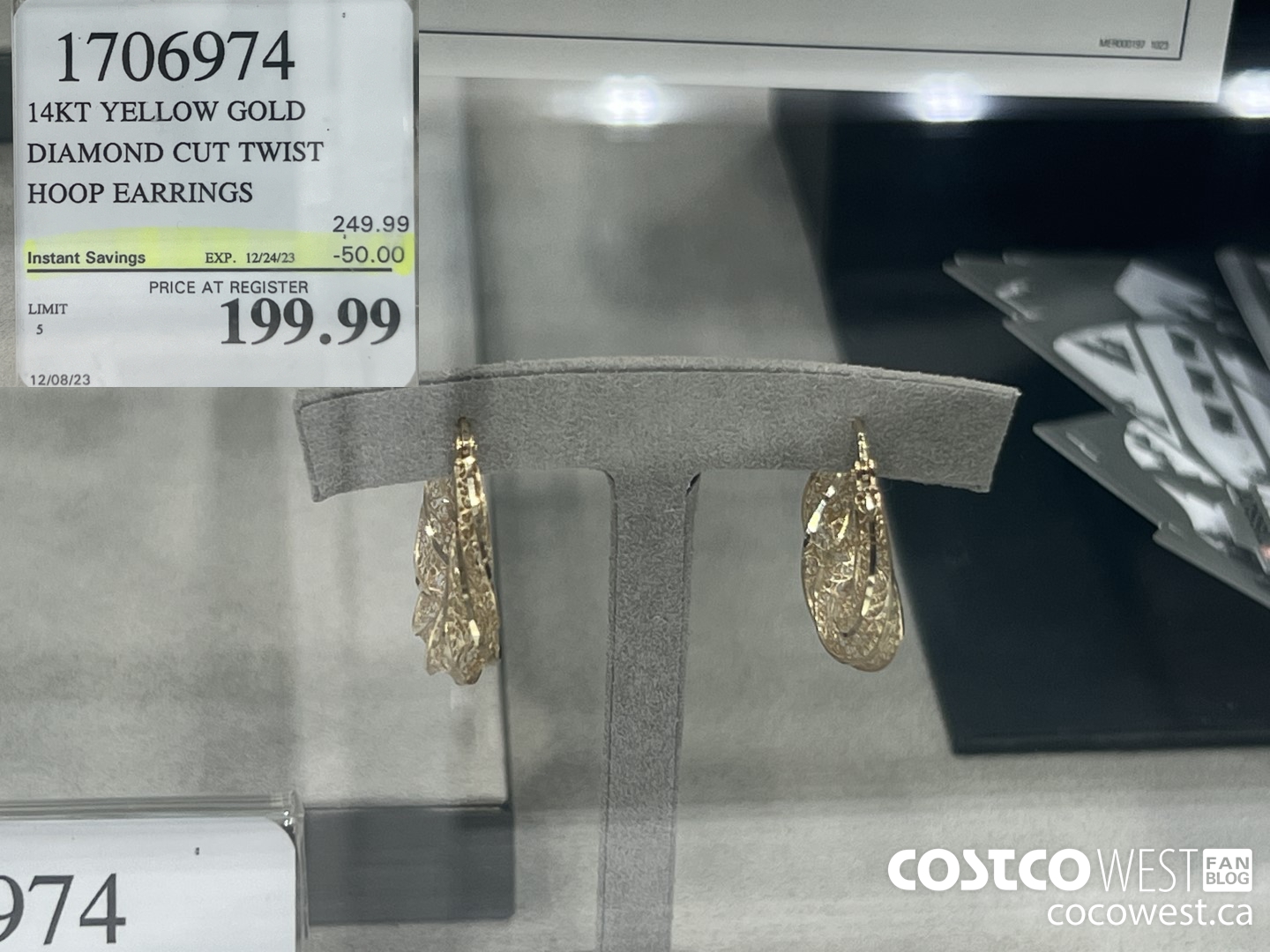 1706974 14KT YELLOW GOLD DIAMOND CUT TWIST HOOP EARRINGS ($50.00 INSTANT SAVINGS EXPIRES ON 2023-12-24) $199.99