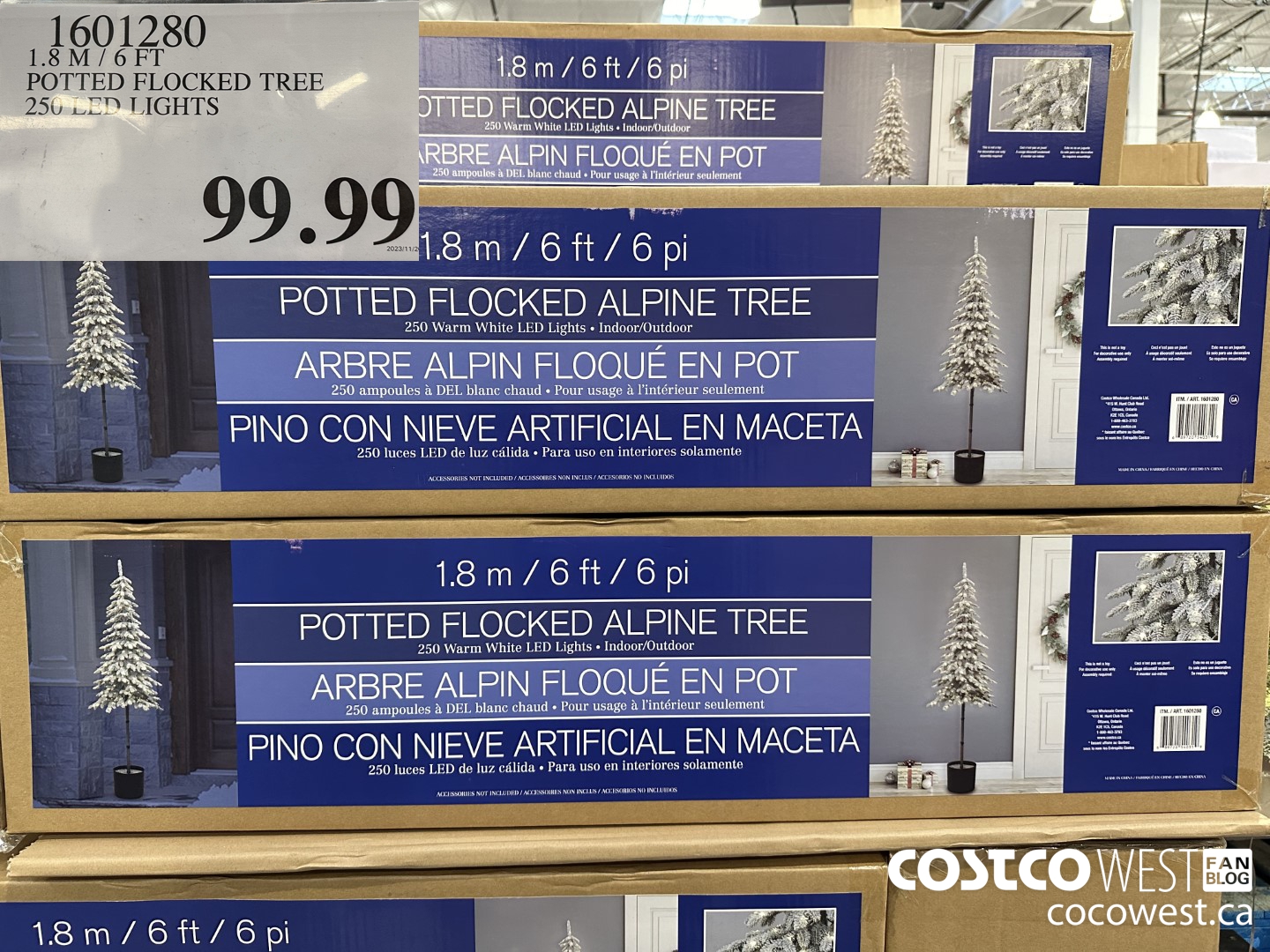 1601280 1.8M / 6 FT POTTED FLOCKED TREE 250 LED LIGHTS $99.99