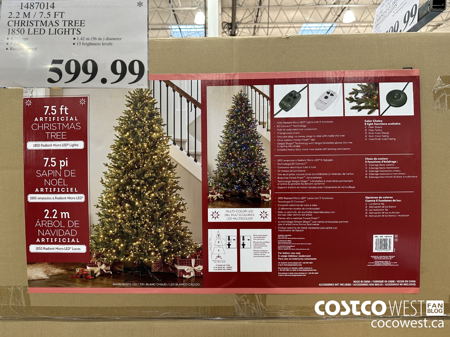 1487014 2.2M / 7.5FT CHRISTMAS TREE 1850 LED LIGHTS $599.99